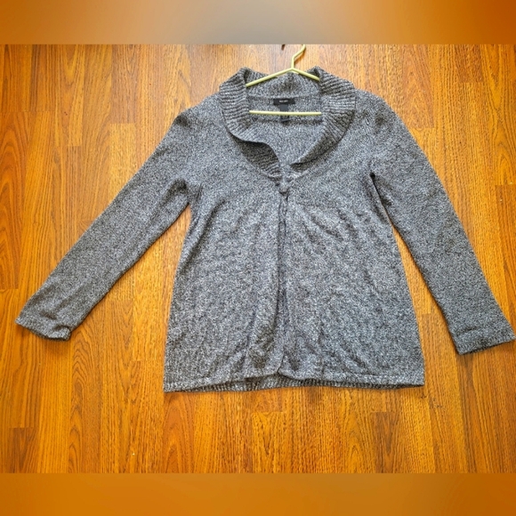 Alfani Grey Cowl Neck Knit Sweater Cardigan Women's Long Sleeve Size L - Picture 1 of 10